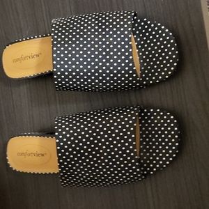 Black and white polka dot flats